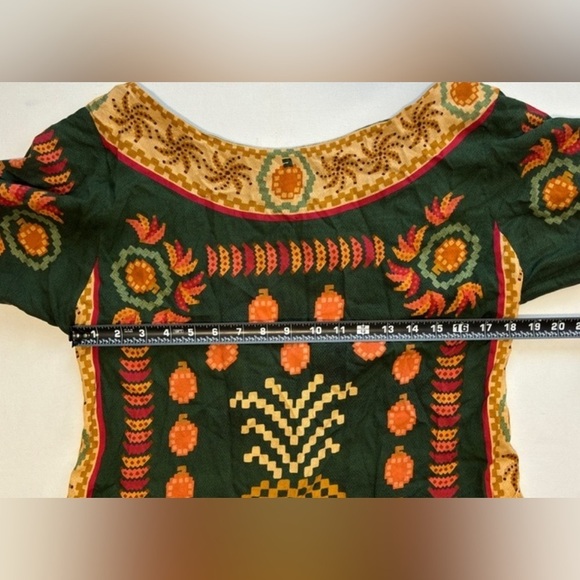 Farm Rio pineapple printed tunic dress tie back tassel - Picture 11 of 13